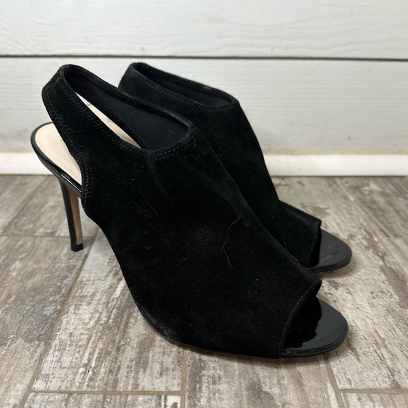 Cole Haan Open Toe Black Suede Slingback Heel Size 8 - Picture 1 of 3